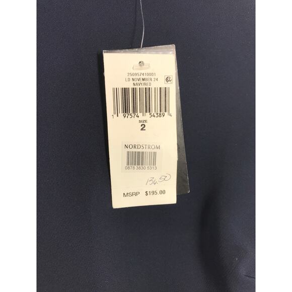 New Ralph Lauren Kusmae Two-Tone Button Trim Crepe Shift Dress Navy Red 2 - Picture 6 of 15